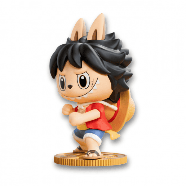 3/4 view Labubu x One Piece Monkey D. Luffy Figure