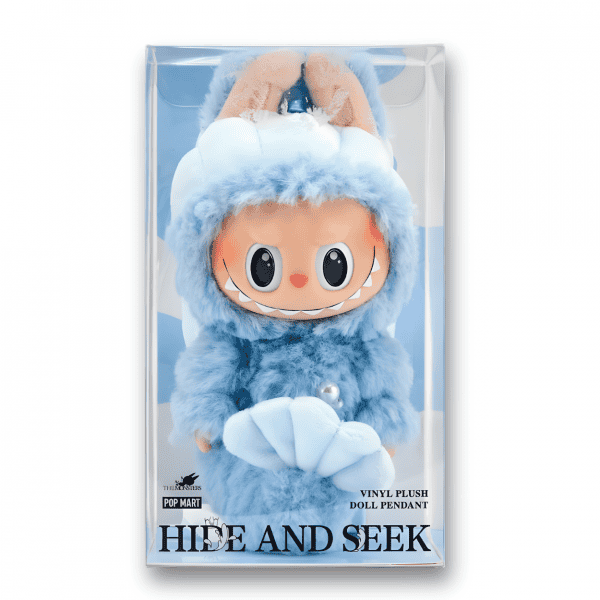 Labubu Hide and Seek Keychain and box