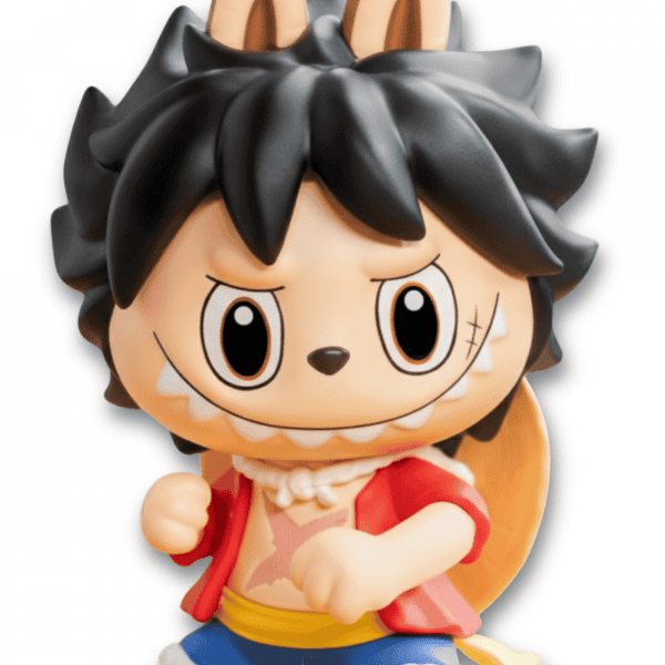 zoom face Labubu x One Piece Monkey D. Luffy Figure